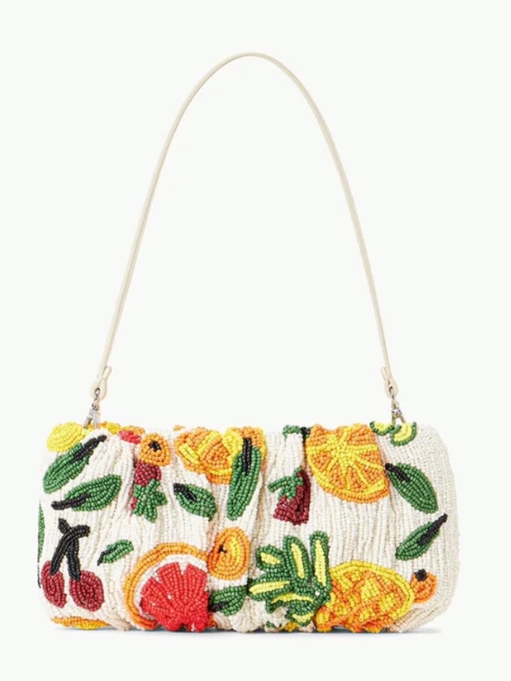 STAUD Beaded Bean Bag Fruit Print Convertible Clutch Shoulder Bag NWT - Picture 10 of 14